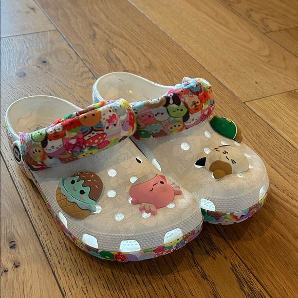 CROCS Shoes - CROCS Men/Women Cream Clogs with Colorful Cartoon Accents